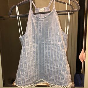 Paper Crane light blue and white striped tank top